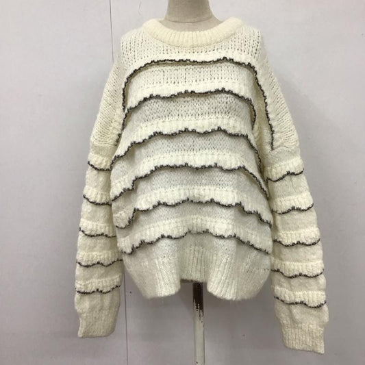 ザラ ZARA ニット、セーター 長袖 6771 121 712 ラメ糸 フリル クルーネック S 無地 白 / ホワイト / X 黒 / ブラック /  レディース USED 古着 中古 10122642