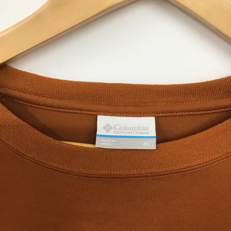 コロンビア Columbia カットソー 長袖 222 pm0476 長袖カットソー プリントTシャツ バックプリントT XL ロゴ、文字 キャメル / キャメル /  メンズ USED 古着 中古 10136564