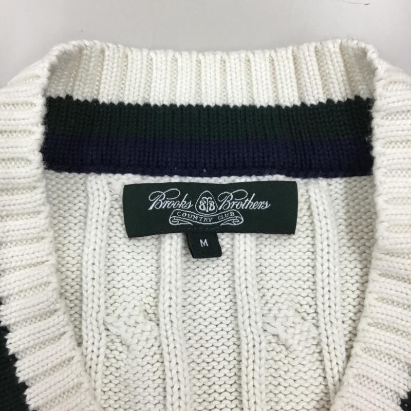 ブルックスブラザーズ BROOKS BROTHERS ニット、セーター 長袖 Vネック コットン M  オフホワイト / オフホワイト / X 緑 / グリーン / X 紺 / ネイビー /  メンズ USED 古着 中古 10112885