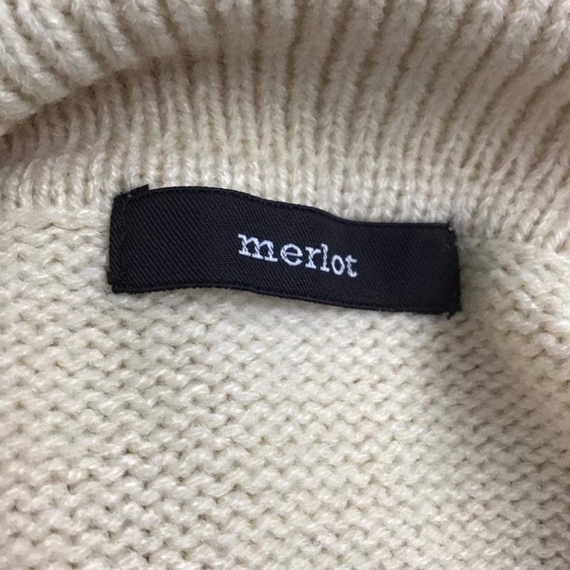メルロー merlot カーディガン 長袖 襟付き ケーブルニット  アイボリー / アイボリー /  レディース USED 古着 中古 10113779