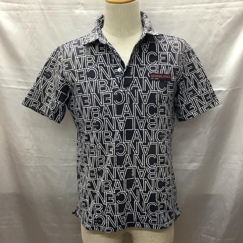 ニューバランス New Balance ポロシャツ 半袖 半袖ポロシャツ カラーシャツ 半袖カットソー 4 プリント 紺 / ネイビー /  メンズ USED 古着 中古 10116153