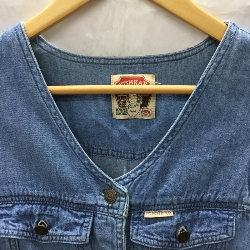 古着 USED ワンピース ひざ丈スカート ノースリーブワンピース ロングワンピース フレアワンピース デニムワンピース ロゴ、文字 インディゴ / インディゴ /  レディース USED 古着 中古 10113395