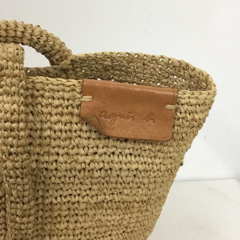 アニエス・ベー agnes b. ハンドバッグ ハンドバッグ UAX02-01 TANAラフィアトートバッグ ロゴ、文字 ベージュ / ベージュ /  レディース USED 古着 中古 10142091