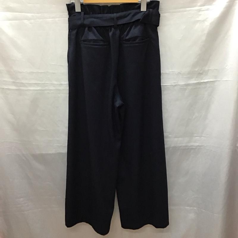 グリーンレーベルリラクシング green label relaxing ボトムス ボトムス 3514-106-1311 CS ブライトサージ ベルト ワイド パンツ 38 無地 紺 / ネイビー /  レディース USED 古着 中古 10115862