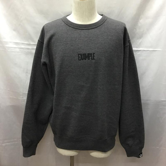 イグザンプル EXAMPLE トレーナー 長袖 長袖トレーナー スウェット クルーネック リブスウェットカットソー L ロゴ、文字 灰 / グレー /  メンズ USED 古着 中古 10108450