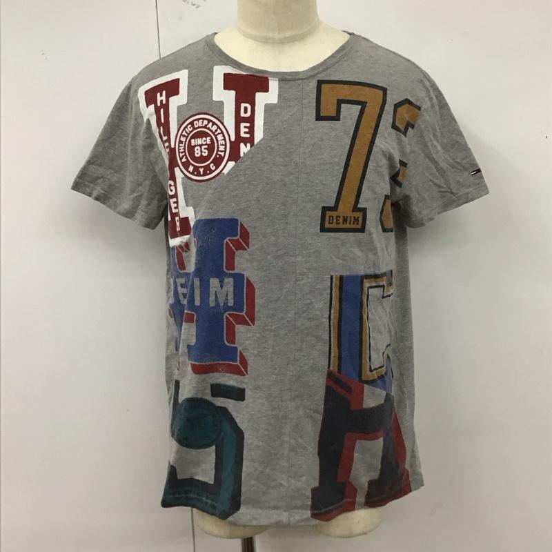 トミーヒルフィガー TOMMY HILFIGER Tシャツ 半袖 クルーネック L 総柄 灰 / グレー /  メンズ USED 古着 中古 10123301