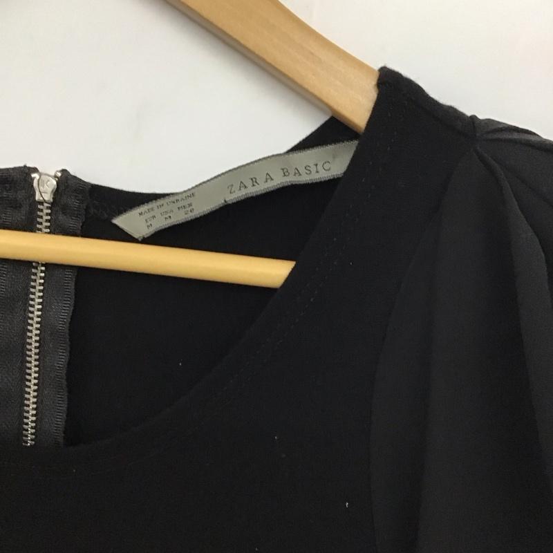 ザラベーシック ZARA BASIC ワンピース ひざ丈スカート M 無地 黒 / ブラック /  レディース USED 古着 中古 10131569