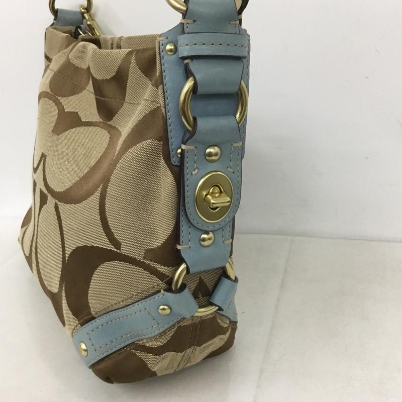 コーチ COACH ハンドバッグ ハンドバッグ 10619 トートバッグ 総柄 茶 / ブラウン / X 水色 / ライトブルー /  レディース USED 古着 中古 10139106
