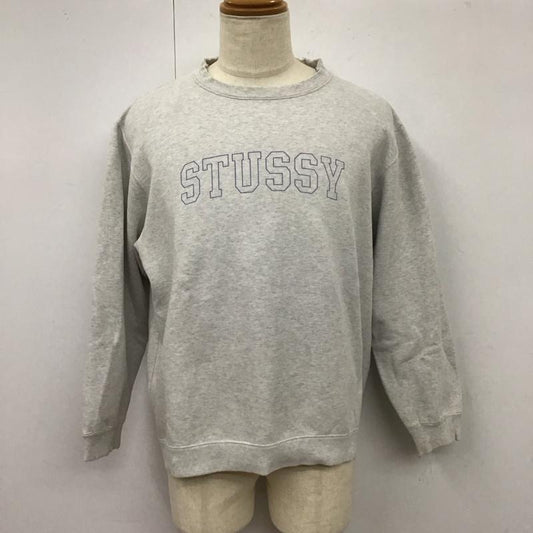 ステューシー STUSSY トレーナー 長袖 長袖トレーナー スウェット クルーネック リブスウェットカットソー L ロゴ、文字 灰 / グレー /  メンズ USED 古着 中古 10116620