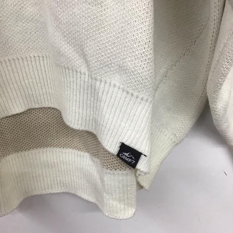 キャンプセブン CAMP7 ニット、セーター 長袖 長袖ニットカットソー クルーネック セーター M ロゴ、文字 白 / ホワイト /  レディース USED 古着 中古 10145480