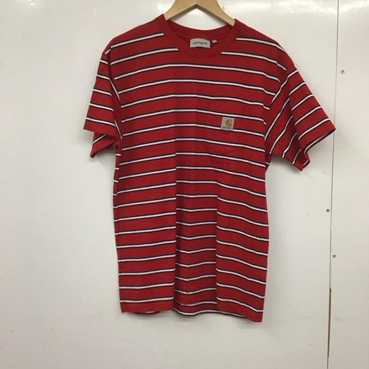 カーハート Carhartt Tシャツ 半袖 半袖カットソー プリントTシャツ クルーネックカットソー M ボーダー柄 白 / ホワイト / X 赤 / レッド / X 紺 / ネイビー /  メンズ USED 古着 中古 10137099