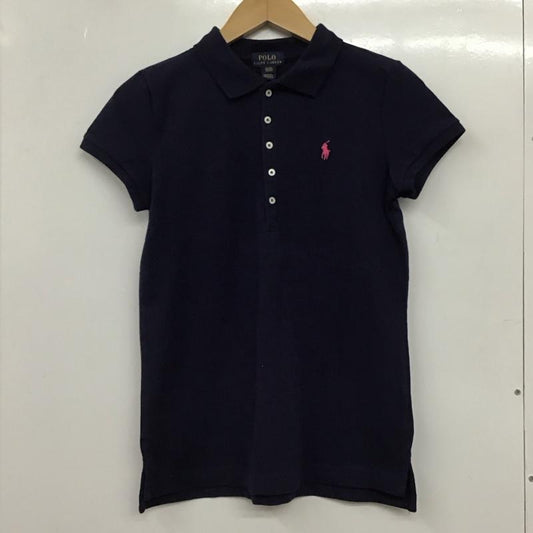ポロラルフローレン POLO RALPH LAUREN ポロシャツ 半袖 半袖ポロシャツ カラーシャツ 半袖カットソー XL ロゴ、文字 紺 / ネイビー /  レディース USED 古着 中古 10135617