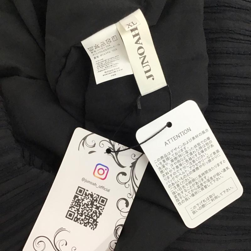 ジュノア JUNOAH ワンピース ロングスカート 長袖 Vネック XL 無地 黒 / ブラック /  レディース USED 古着 中古 10115495