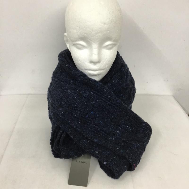 ポールスミス Paul Smith マフラー マフラー 460-440 ウール ケーブル編み 無地 紺 / ネイビー /  メンズ USED 古着 中古 10130779