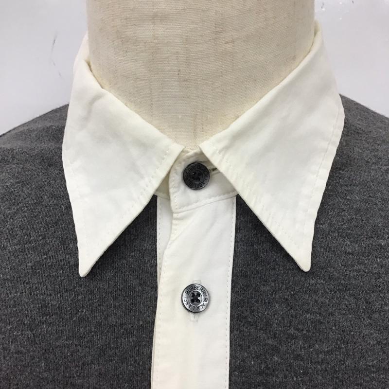 バーバリーブラックレーベル BURBERRY BLACK LABEL ポロシャツ 半袖 半袖ポロシャツ カラーシャツ 半袖カットソー 2 ロゴ、文字 灰 / グレー /  メンズ USED 古着 中古 10113109