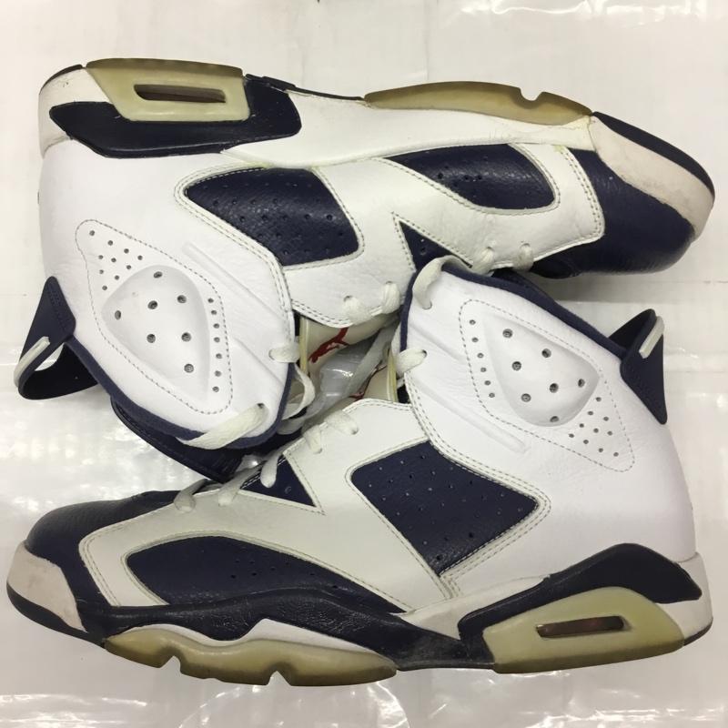ナイキ NIKE スニーカー スニーカー 384664 130 AIR JORDAN 6 RETRO 28.5cm 箱有 28.5cm ワンポイント 白 / ホワイト / X 紺 / ネイビー /  メンズ USED 古着 中古 10112506