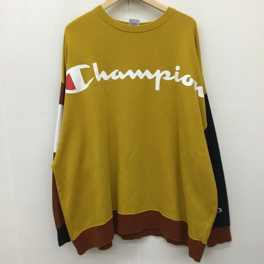 チャンピオン Champion トレーナー 長袖 FREE ロゴ、文字 黄 / イエロー / X 茶 / ブラウン / X 紺 / ネイビー /  メンズ USED 古着 中古 10134382