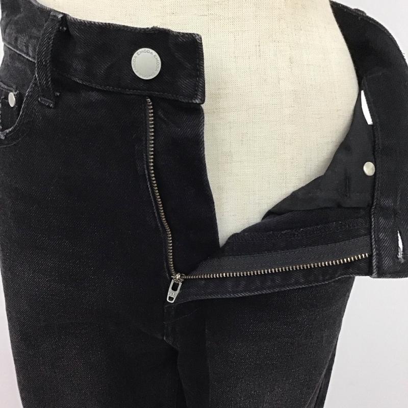 エモダ EMODA パンツ デニム、ジーンズ ダメージ ハイウエスト ダメージ加工 黒 / ブラック /  レディース USED 古着 中古 10111071