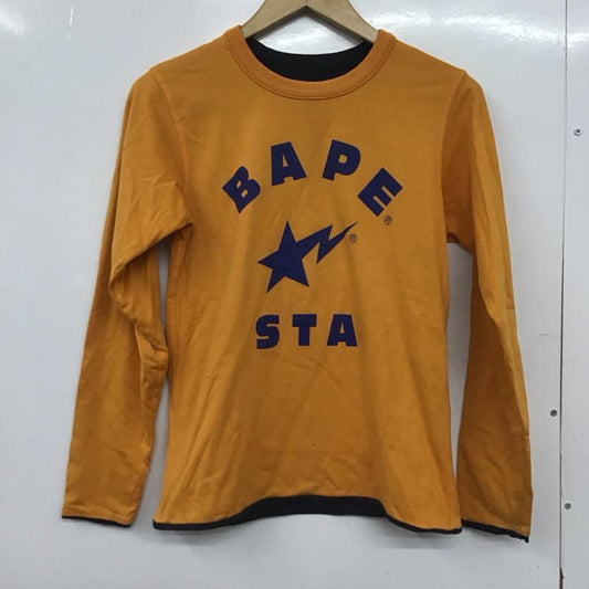 アベイシングエイプ A BATHING APE カットソー 長袖 長袖カットソー プリントカットソー クルーネック リバーシブル ロゴ、文字 橙 / オレンジ /  メンズ USED 古着 中古 10148214