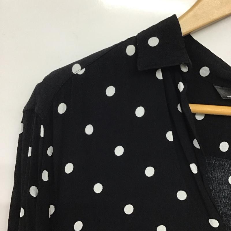 ザラ ZARA カットソー 七分袖 プルオーバーブラウス スキッパー XS ドット 黒 / ブラック /  レディース USED 古着 中古 10139234
