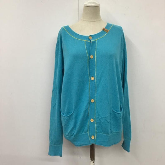 チチカカ TITICACA カーディガン 長袖 FSE-BA-046 コットン リネン M 無地 青 / ブルー /  レディース USED 古着 中古 10116750