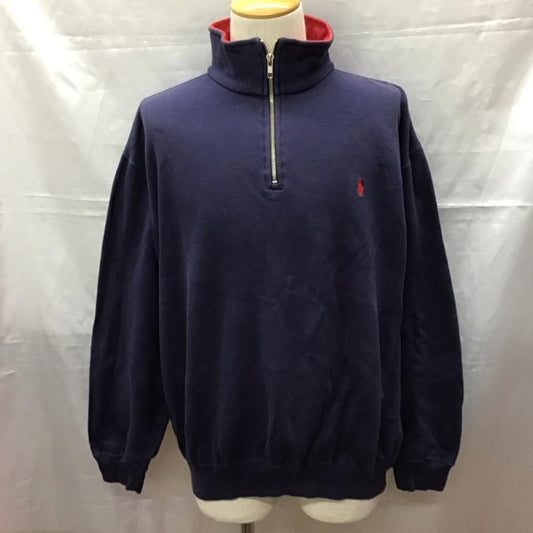 ポロバイラルフローレン Polo by RALPH LAUREN トレーナー 長袖 ハーフジップ M 無地 紺 / ネイビー /  メンズ USED 古着 中古 10111840