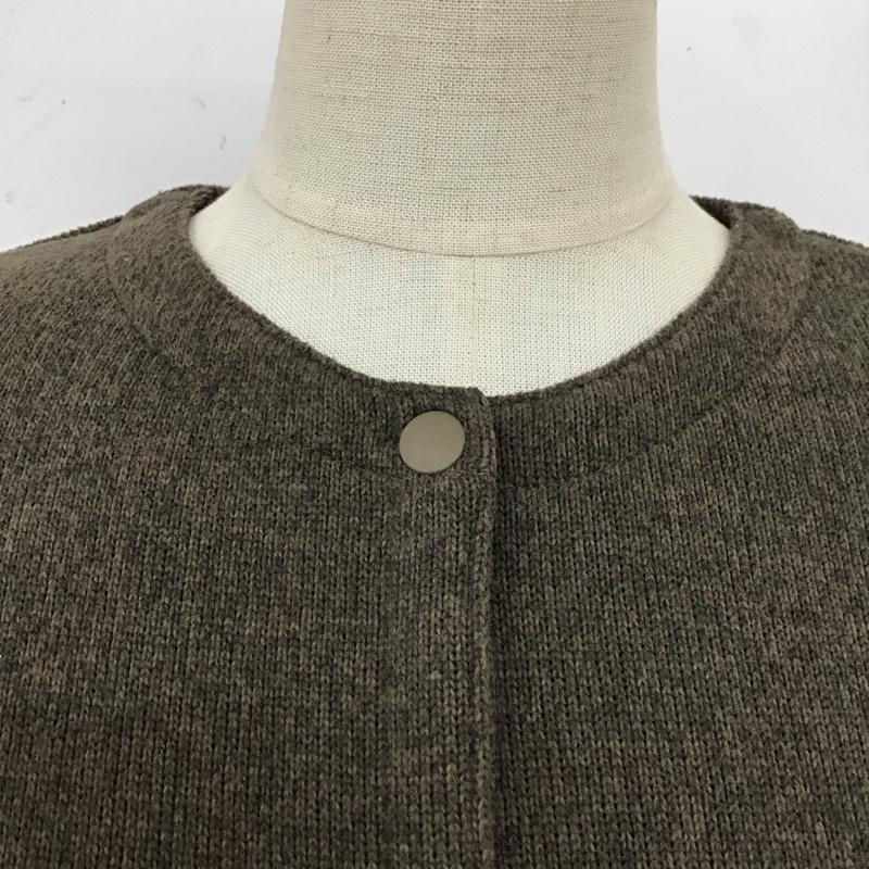 モンベル mont-bell カーディガン 長袖 1106664 クリマプラスニットカーディガン ノーカラージャケット ロングスリーブカーディガン L ロゴ、文字 茶 / ブラウン /  レディース USED 古着 中古 10114519
