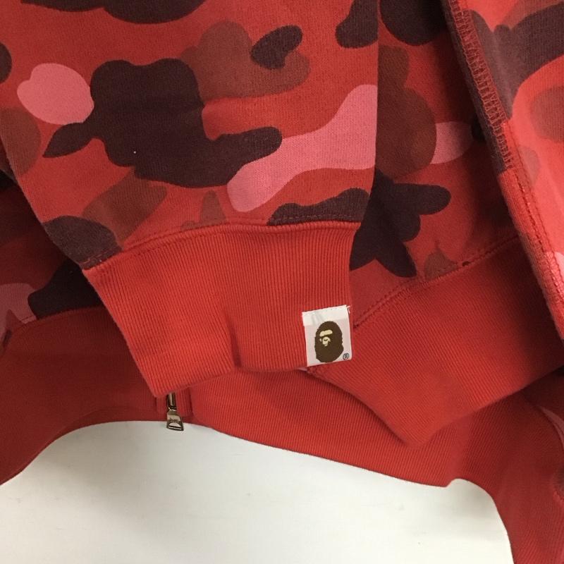 アベイシングエイプ A BATHING APE パーカー 長袖 ジップアップパーカー スウェット長袖パーカー カジュアルジャケット L ロゴ、文字 赤 / レッド /  メンズ USED 古着 中古 10141379