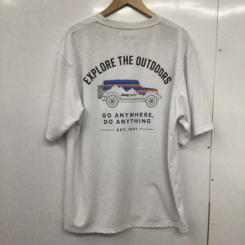 ジープ Jeep Tシャツ 半袖 半袖カットソー プリントTシャツ クルーネックカットソー 0 ロゴ、文字 白 / ホワイト /  メンズ USED 古着 中古 10148327