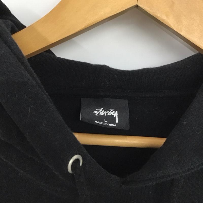 ステューシー STUSSY パーカー 長袖 長袖パーカー プルオーバーパーカー スウェット L ロゴ、文字 黒 / ブラック /  メンズ USED 古着 中古 10148339