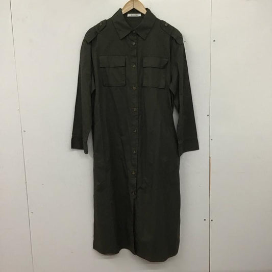 アルシーヴ archives ワンピース ロングスカート 長袖シャツワンピース 前空きロングワンピース M 無地 カーキ / カーキ /  レディース USED 古着 中古 10142051