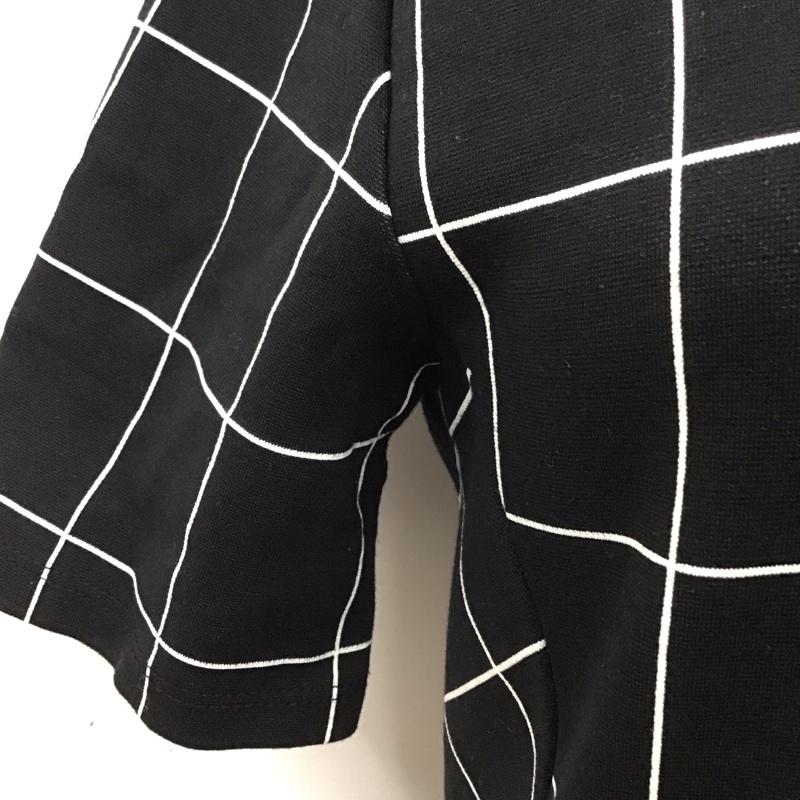 ザラ ZARA ワンピース ロングスカート 1198 635 800 半袖 スタンドネック M チェック 黒 / ブラック / X 白 / ホワイト /  レディース USED 古着 中古 10112371