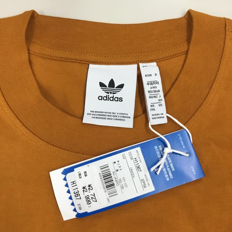 アディダス adidas Tシャツ 半袖 半袖カットソー プリントTシャツ クルーネックカットソー ロゴ、文字 橙 / オレンジ /  メンズ USED 古着 中古 10122868