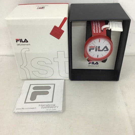 フィラ FILA 腕時計 アナログ（クォーツ式） 38-199 シリコンベルト 箱有 ロゴ、文字 赤 / レッド /  レディース USED 古着 中古 10134431
