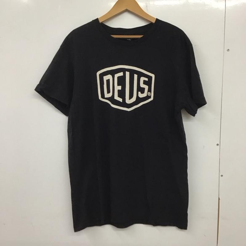 デウスエクスマキナ DEUS EX MACHINA Tシャツ 半袖 半袖カットソー プリントTシャツ クルーネックカットソー L ロゴ、文字 黒 / ブラック /  メンズ USED 古着 中古 10135927