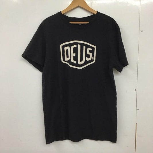 デウスエクスマキナ DEUS EX MACHINA Tシャツ 半袖 半袖カットソー プリントTシャツ クルーネックカットソー L ロゴ、文字 黒 / ブラック /  メンズ USED 古着 中古 10135927