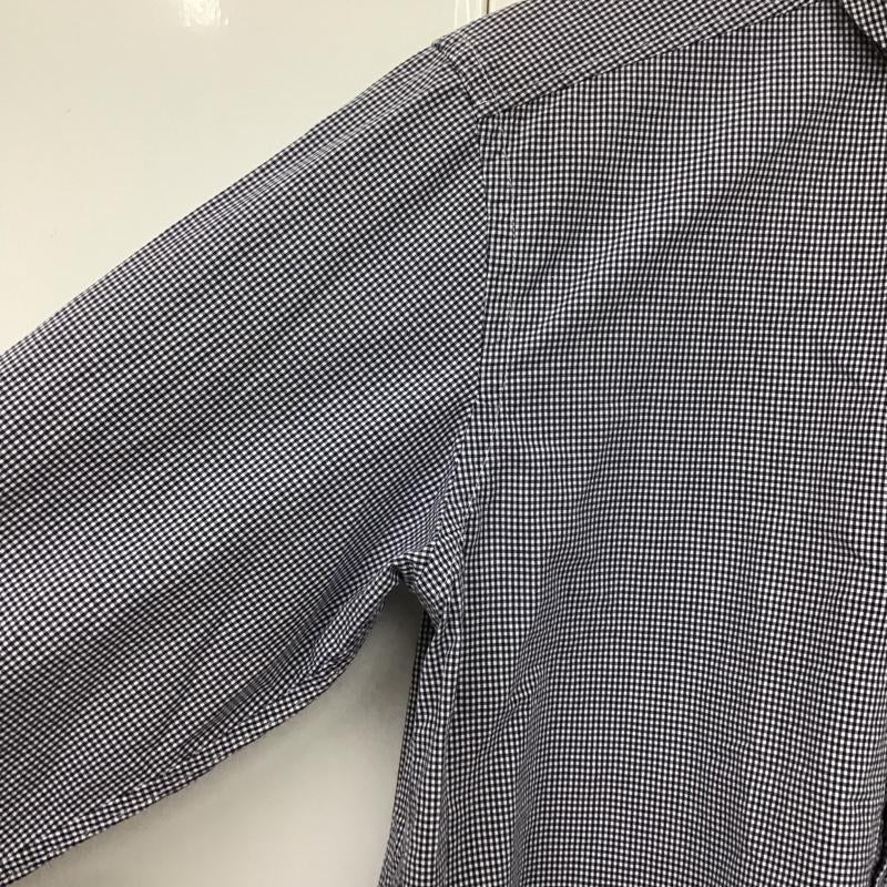 クオドロ quadro シャツ、ブラウス 長袖 長袖シャツ チェックシャツ ノーカラーシャツ 2 チェック 白 / ホワイト / X 青 / ブルー /  メンズ USED 古着 中古 10131766