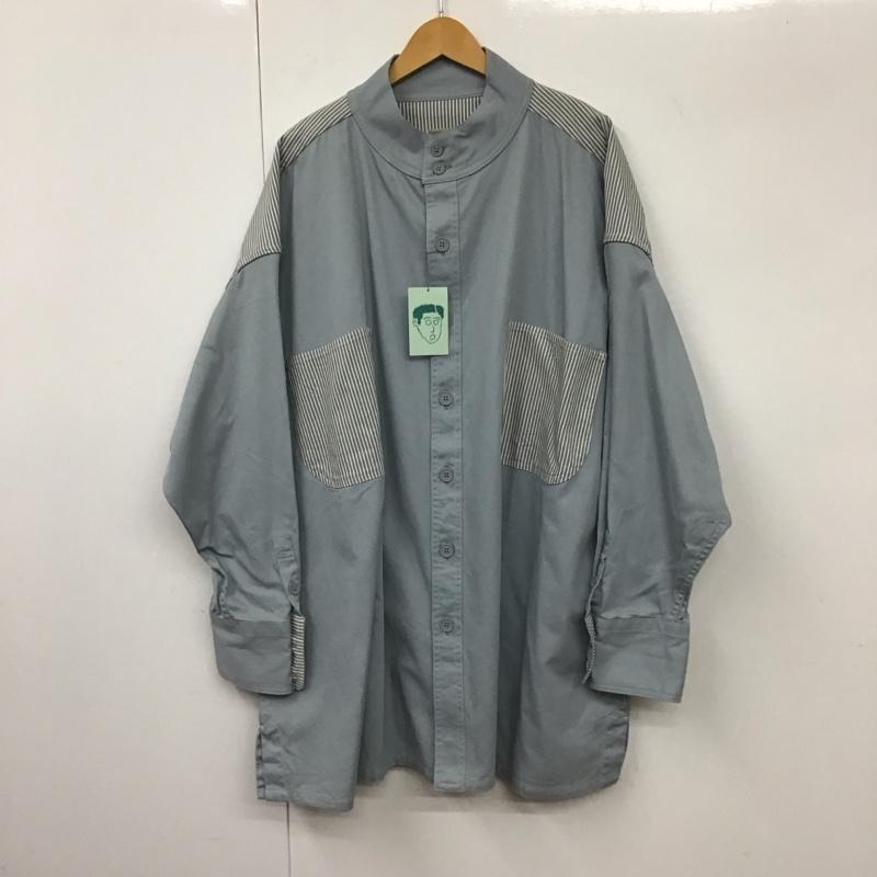 ホームレステイラー HOMELESS TAILOR シャツ、ブラウス 長袖 長袖シャツ ノーカラーシャツ ロングシャツ FREE ストライプ 水色 / ライトブルー /  メンズ USED 古着 中古 10131468