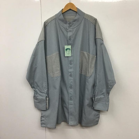 ホームレステイラー HOMELESS TAILOR シャツ、ブラウス 長袖 長袖シャツ ノーカラーシャツ ロングシャツ FREE ストライプ 水色 / ライトブルー /  メンズ USED 古着 中古 10131468
