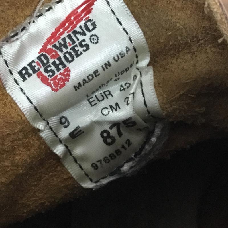 レッドウィング RED WING ブーツ ショートブーツ 875 6インチ クラシックモック レザー 27cm USA9E 27.0cm ロゴ、文字 茶 / ブラウン /  メンズ USED 古着 中古 10124609