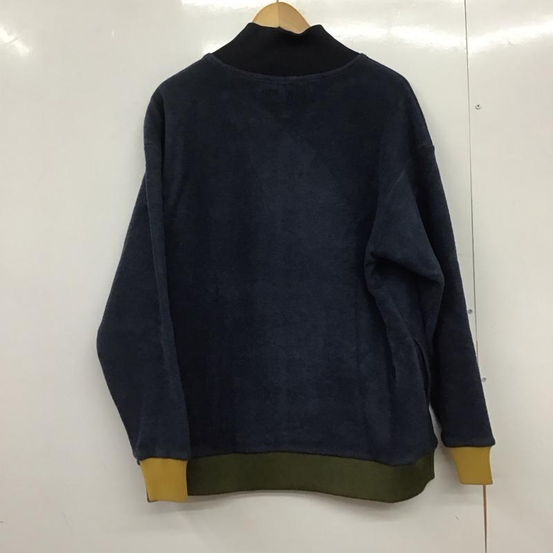 フレッドペリー FRED PERRY ニット、セーター 長袖 長袖フリースジャケット 長袖カットソー ジップアップカラー M ロゴ、文字 紺 / ネイビー /  メンズ USED 古着 中古 10145296