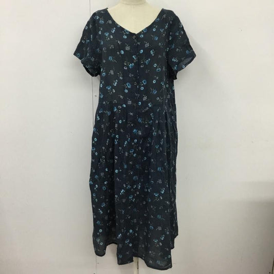 サマンサモスモス Samansa Mos2 ワンピース ロングスカート TKH-1103321 ロングシャツワンピース 半袖ワンピース 前開き花柄 FREE 総柄 X 花柄 紺 / ネイビー /  レディース USED 古着 中古 10110025