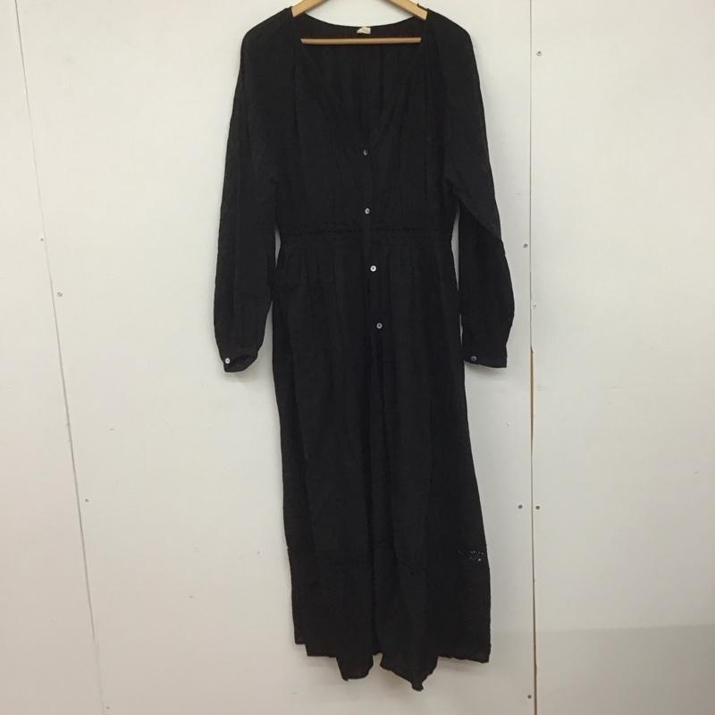 アングリッド Ungrid ワンピース ロングスカート 長袖ロングワンピース フロントボタン シャツワンピース FREE 花柄 黒 / ブラック /  レディース USED 古着 中古 10147096