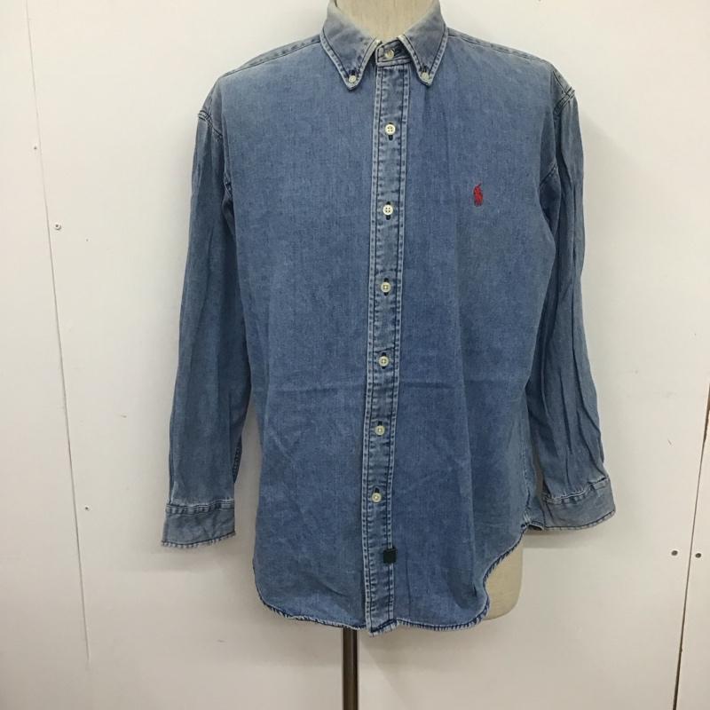 ラルフローレン RALPHLAUREN シャツ、ブラウス 長袖 長袖シャツ カラーシャツ デニムシャツ カジュアルシャツ M ロゴ、文字 インディゴ / インディゴ /  メンズ USED 古着 中古 10108498