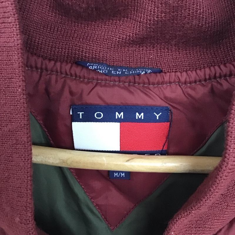 トミーヒルフィガー TOMMY HILFIGER ベスト ベスト ジップアップベスト ノースリーブ ダウンベスト 90s M 無地 えんじ / ワインレッド /  メンズ USED 古着 中古 10129233