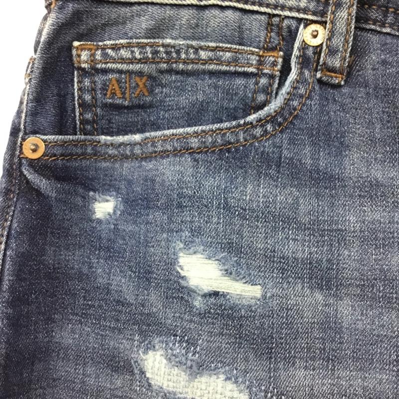 アルマーニエクスチェンジ ARMANI EXCHANGE パンツ デニム、ジーンズ デニムパンツ ストレートパンツ ワイドパンツ カジュアルパンツ 36 無地 インディゴ / インディゴ /  メンズ USED 古着 中古 10120474