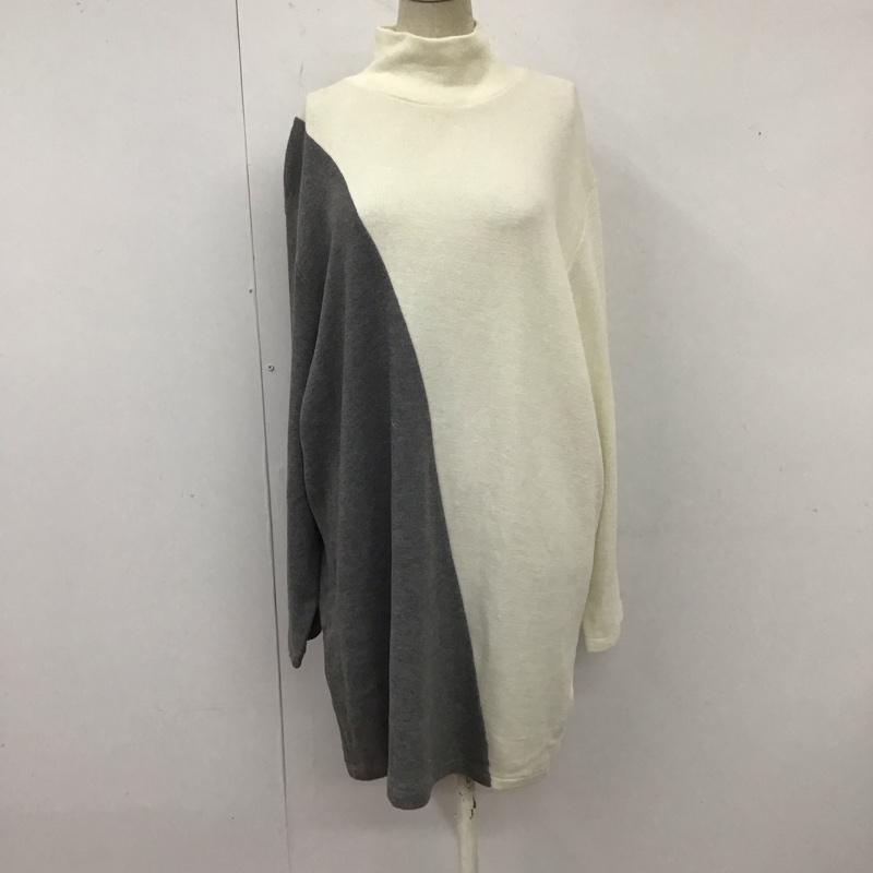 ザラ ZARA ワンピース ひざ丈スカート 0264 075 096 スタンドネック M 無地 アイボリー / アイボリー / X 灰 / グレー /  レディース USED 古着 中古 10119623