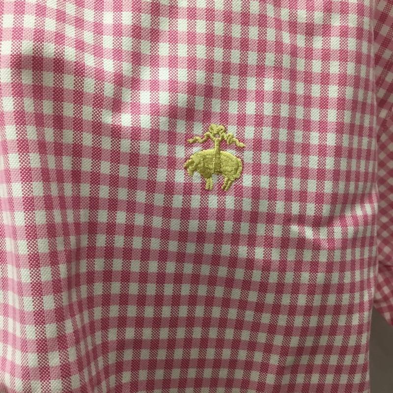 ブルックスブラザーズ BROOKS BROTHERS シャツ、ブラウス 半袖 ボタンダウン チェック M ワンポイント 白 / ホワイト / X 桃 / ピンク /  メンズ USED 古着 中古 10111593