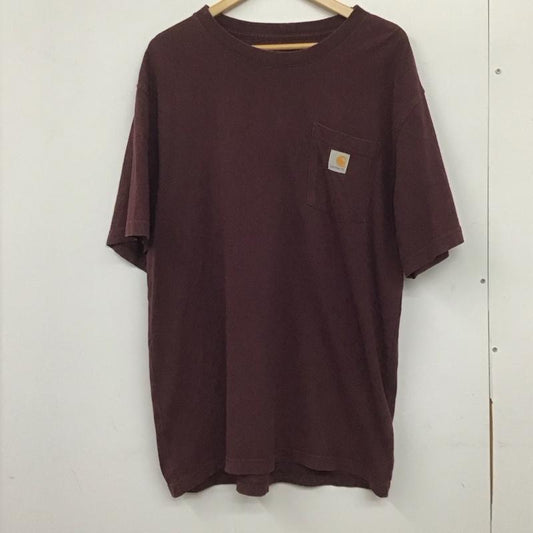 カーハート Carhartt Tシャツ 半袖 LOOSE FIT クルーネック 胸ポケット K87-PRT M ロゴ、文字 えんじ / ワインレッド /  メンズ USED 古着 中古 10140244