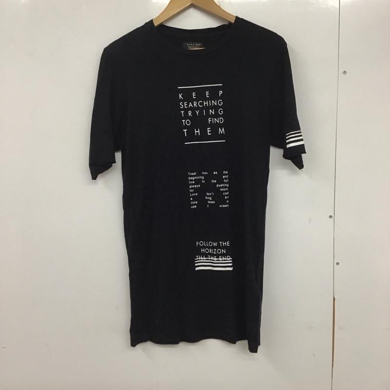 ザラメン ZARA MAN Tシャツ 半袖 半袖カットソー プリントTシャツ クルーネックカットソー S プリント 黒 / ブラック /  メンズ USED 古着 中古 10135727